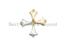 Load image into Gallery viewer, 100% Natural White Fan Shaped Small Connector with Gold/Silver Finished Edging, White Shell Connectors, Shell Jewelry, 10x15mm,SKU#Z265
