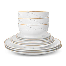 Load image into Gallery viewer, Carrara Marble Dinnerware Set - 16 Piece Set