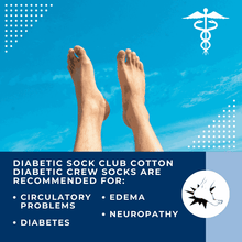 Load image into Gallery viewer, Women's Cotton Diabetic Crew Socks (6 Pair)