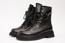 Load image into Gallery viewer, The Arata Black Leather Lace-Up Ankle Women Boot With a Side Zipper