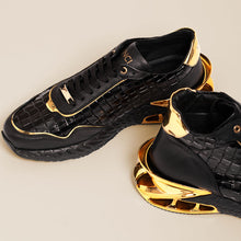 Load image into Gallery viewer, The Bellagio Black &amp; Gold Leather Men Sneaker