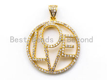 Load image into Gallery viewer, CZ Micro Pave Large LOVE Round Pendant with bail, 26x33mm, Cubic Zirconia Love Pave Pendant Beads, Pave Pendant, SKU#F199