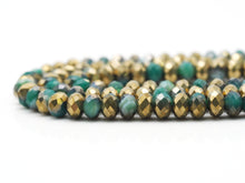 Load image into Gallery viewer, Half Gold Plated Natural Green Banded Agate Rondelle Faceted Beads, Sku#UA278