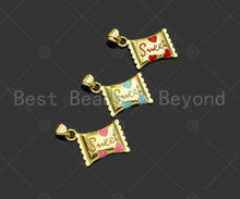 Load image into Gallery viewer, Colorful Enamel Sweet Heart Candy Rectangle Shape Pendant,18K Gold Filled Enamel Charm,Enamel Jewelry,15x20mm,Sku#LK333