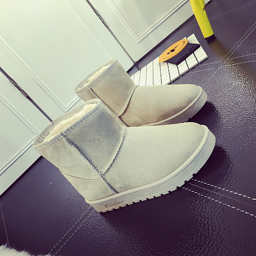 Women's Faux Fur Snow Boots | Suede Flat Heel Winter Ankle Boots