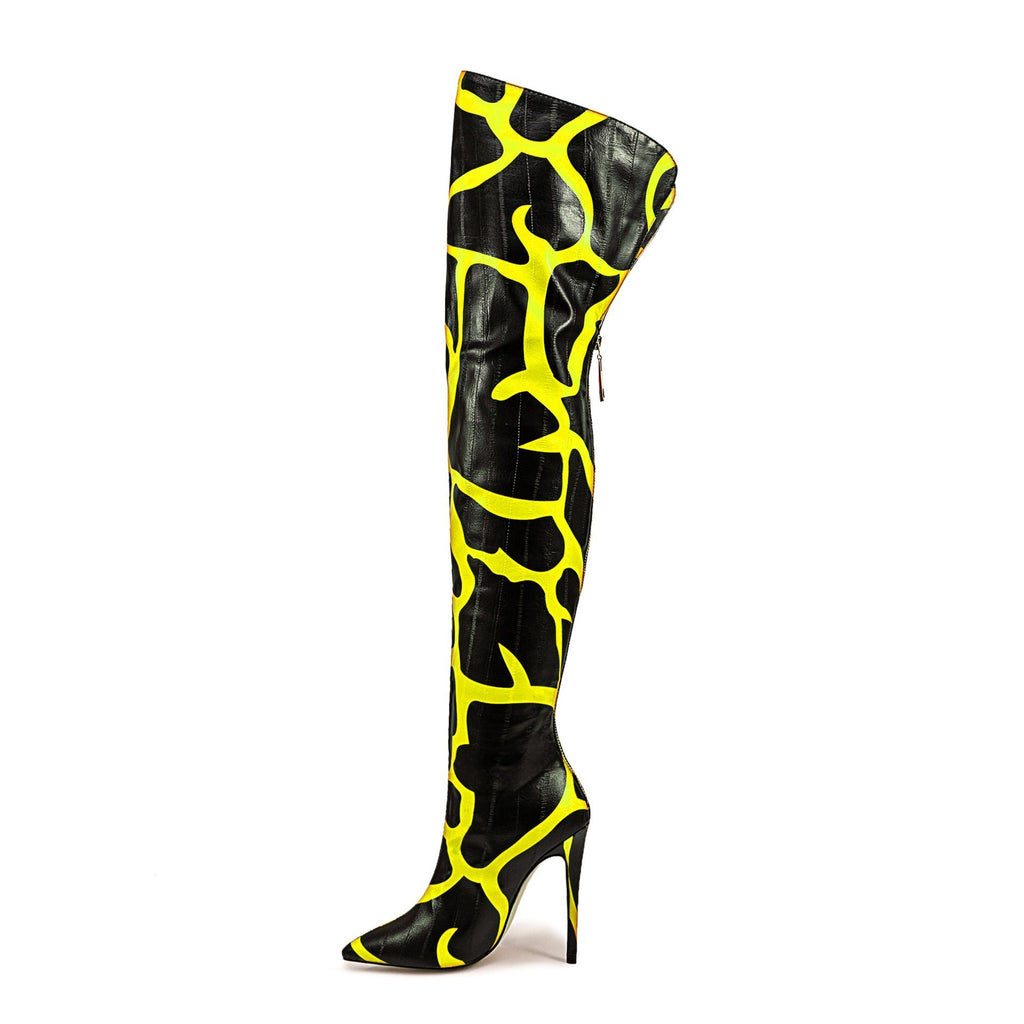 Women's Pointed-Toe Stiletto Over-the-Knee Boots | Back Zipper | Sizes 35–47