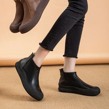 Load image into Gallery viewer, Women's Vintage Mid-Calf Boots | PU Leather Back Zipper | Flat Heel Casual Winter Boots