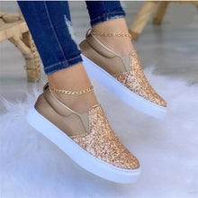 Load image into Gallery viewer, Women's Sequin Platform Slip-On Flats | Sparkle Round Toe Shoes