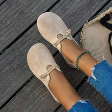 Load image into Gallery viewer, Women's Round Toe Flats - Sweet Suede Slip-On Dress Shoes with Floral Detail