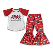 Load image into Gallery viewer, Peace love ragan bell bottom pants girls team clothing set
