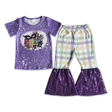 Load image into Gallery viewer, Let's Mardi y'all shirt sequin bell bottom pants girls mardi gras outfits