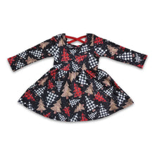 Load image into Gallery viewer, Leopard plaid Christmas baby girls twirl dresses