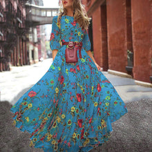 Load image into Gallery viewer, Spring Autumn Dress Printed Large Swing Elegant Chiffon Floral Slim Fitting Dress