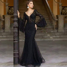 Load image into Gallery viewer, Arrival Women Clothing Dress Lace Embroidered Fishtail Black Slim Fit Evening Dress