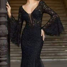 Load image into Gallery viewer, Arrival Women Clothing Dress Lace Embroidered Fishtail Black Slim Fit Evening Dress