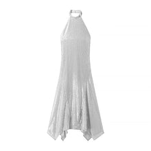 Load image into Gallery viewer, Autumn Winter Elegant Slim Hanging Collar Sequined Dress