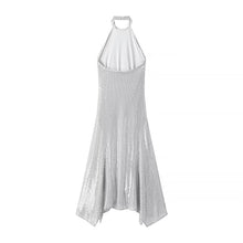 Load image into Gallery viewer, Autumn Winter Elegant Slim Hanging Collar Sequined Dress