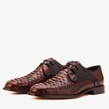 Load image into Gallery viewer, The Valmont Tan Python Leather Derby Men Shoe