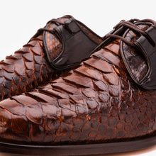 Load image into Gallery viewer, The Valmont Tan Python Leather Derby Men Shoe