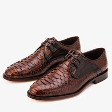 Load image into Gallery viewer, The Valmont Tan Python Leather Derby Men Shoe