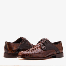 Load image into Gallery viewer, The Valmont Tan Python Leather Derby Men Shoe