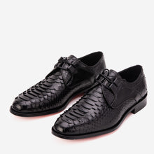 Load image into Gallery viewer, The Valmont Black Python Leather Derby Men Shoe