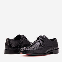 Load image into Gallery viewer, The Valmont Black Python Leather Derby Men Shoe