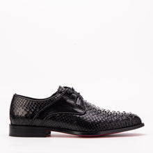 Load image into Gallery viewer, The Valmont Black Python Leather Derby Men Shoe