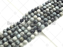 Load image into Gallery viewer, Quality Natural Gray Hawks Eye Smooth Round Beads, 6mm/8mm/10mm Genuine Eagle Eye Beads, 15.5'' Full Strand, Sku#U1149