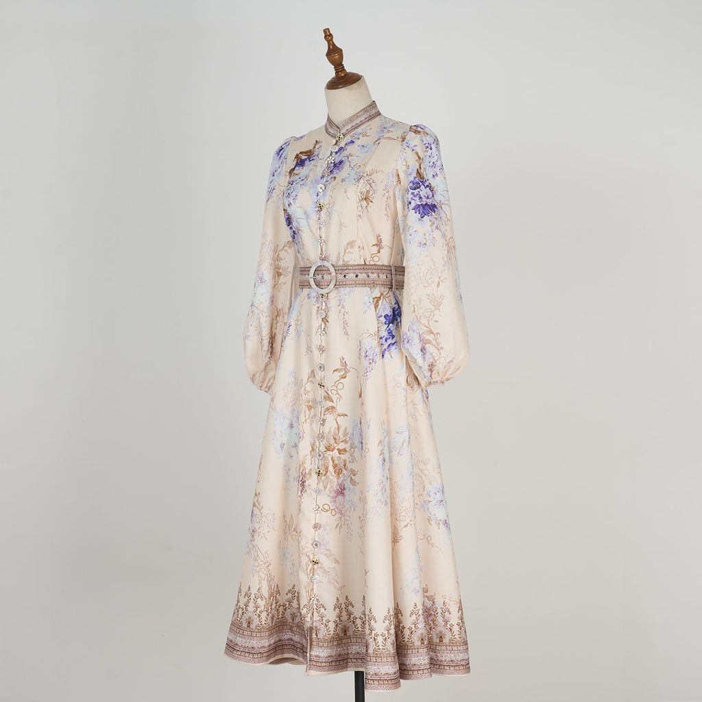 Women Spring And Autumn Printed Long Sleeve Elegant Dress