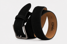 Load image into Gallery viewer, The Bari Black Suede Leather Belt