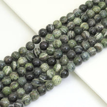 Load image into Gallery viewer, Genuine Green Zebra Jasper Round Smooth Beads, Sku#U1874