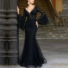 Load image into Gallery viewer, Arrival Women Clothing Dress Lace Embroidered Fishtail Black Slim Fit Evening Dress