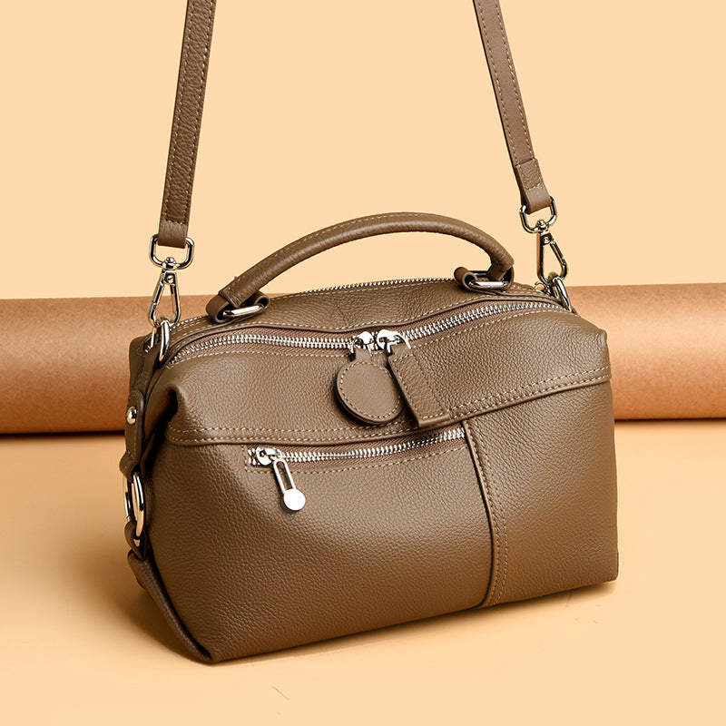 Women's Full-Grain Cowhide Shoulder Bag | Retro Woven Leather Handbag