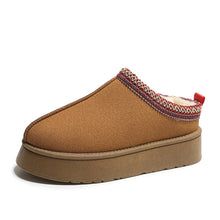 Load image into Gallery viewer, Women's Plush Half Slippers Snow Boots | Suede Warm Platform Ankle Flats