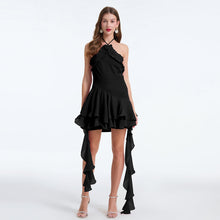 Load image into Gallery viewer, Women Summer Asymmetrical Design Patchwork Chiffon Slim Waist And Neck Dress