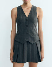 Load image into Gallery viewer, Women Wide Pleated Striped Vest Short Dress