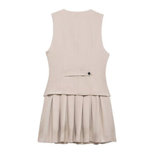 Load image into Gallery viewer, Women Wide Pleated Striped Vest Short Dress