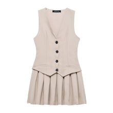 Load image into Gallery viewer, Women Wide Pleated Striped Vest Short Dress