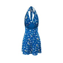 Load image into Gallery viewer, Spring Vacation Lace up Halter Women Waist Slimming Floral Dress
