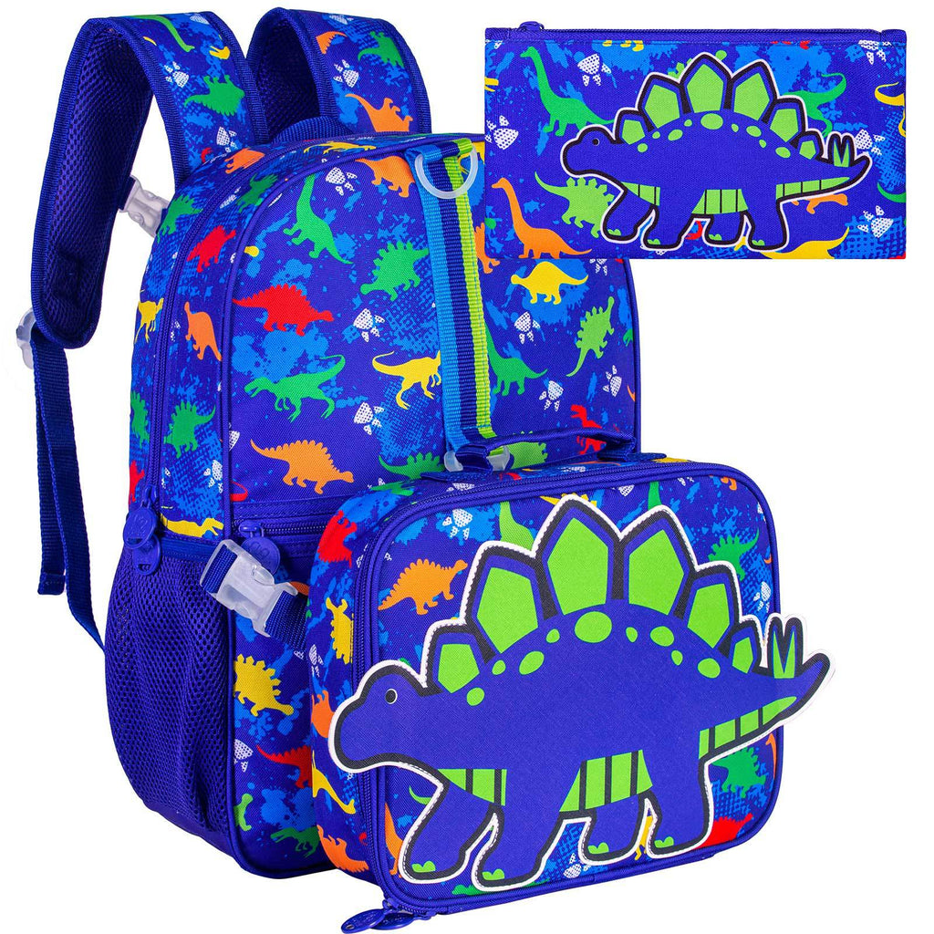 Kids 3-Piece School Backpack Set - Lightweight Water-Resistant Cartoon Backpack with Lunch Bag & Pencil Case