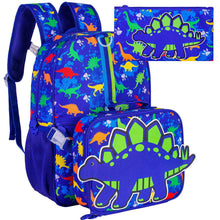 Load image into Gallery viewer, Kids 3-Piece School Backpack Set - Lightweight Water-Resistant Cartoon Backpack with Lunch Bag &amp; Pencil Case