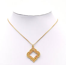 Load image into Gallery viewer, Gold Hot Pink Enamel Hollow Out Flower Charm, Sku#B181