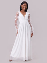 Load image into Gallery viewer, Wedding Dress Supply Women Dress Deep Collar Long Sleeve Wedding Dress