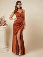 Load image into Gallery viewer, Women Spring Summer Satin Sling Dress Sexy Backless Pleated Dress Bridesmaid Dress