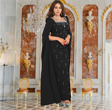 Load image into Gallery viewer, Women Wear Back Slit Cape Sleeve Drilling Elegant Dress