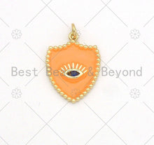 Load image into Gallery viewer, Colorful Enamel Evil Eye On Shield Shape Pendant,18K Gold Filled Enamel Evil Eye Charm,Enamel Jewelry,18x23mm,Sku#L579