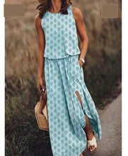 Load image into Gallery viewer, Spring Summer Women Clothing round Neck Sleeveless Dress Split Solid Color Casual Office Dress