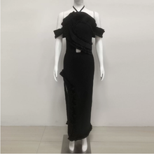 Load image into Gallery viewer, Summer V neck Sling Dress Women Sexy Backless Bandage Lotus Leaf Dress