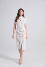 Load image into Gallery viewer, Women Spring Summer Stretch Lace Elegance Spliced Short Sleeve Dress High Fanny Pack Hip Dress